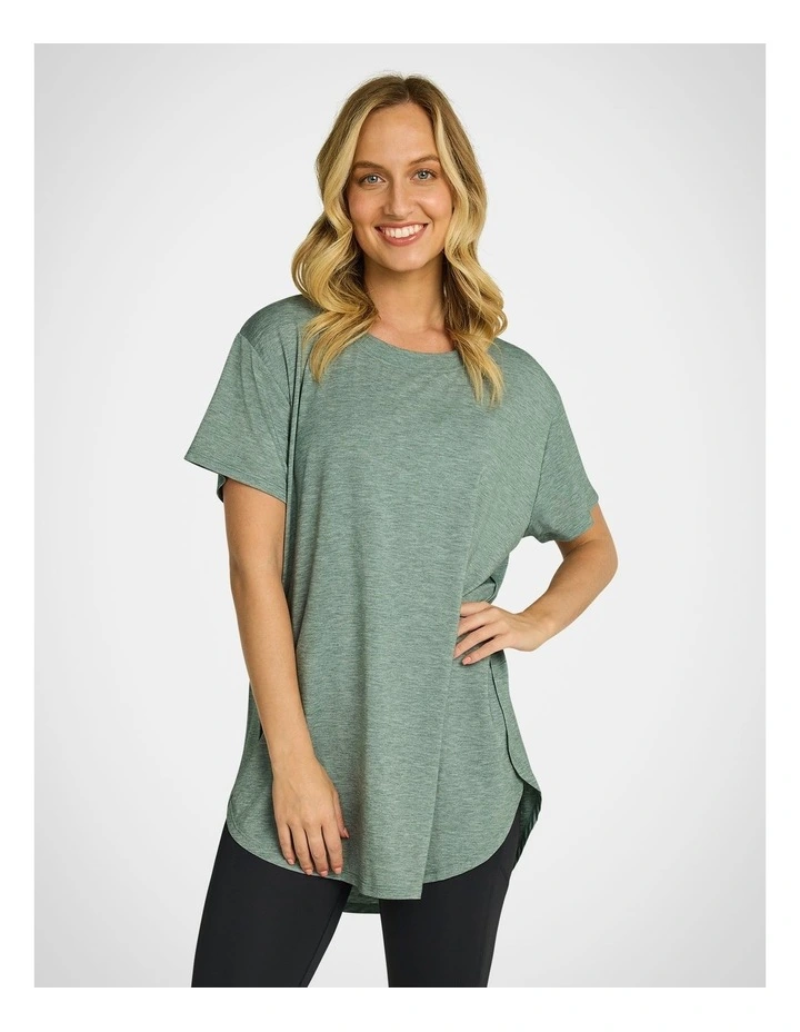 Longline Tee in Green Smoke