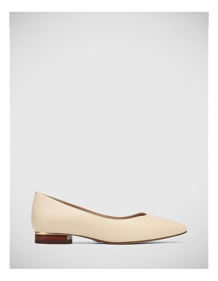 Monica Leather Flat in Stone White