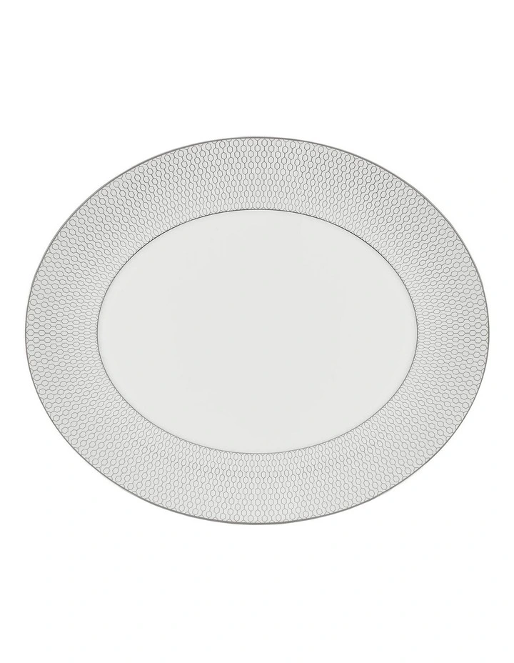 Gio Platinum Oval Platter 33cm in White