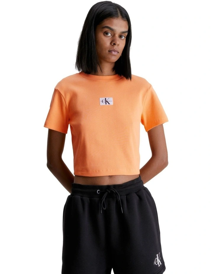 Badge Rib Short Sleeve Tee in Crushed Orange