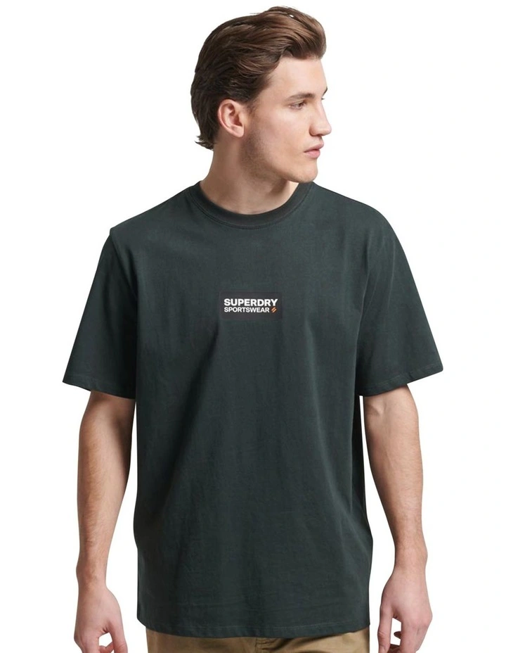Code Tech Graphic Loose Tee in Academy Dark Green
