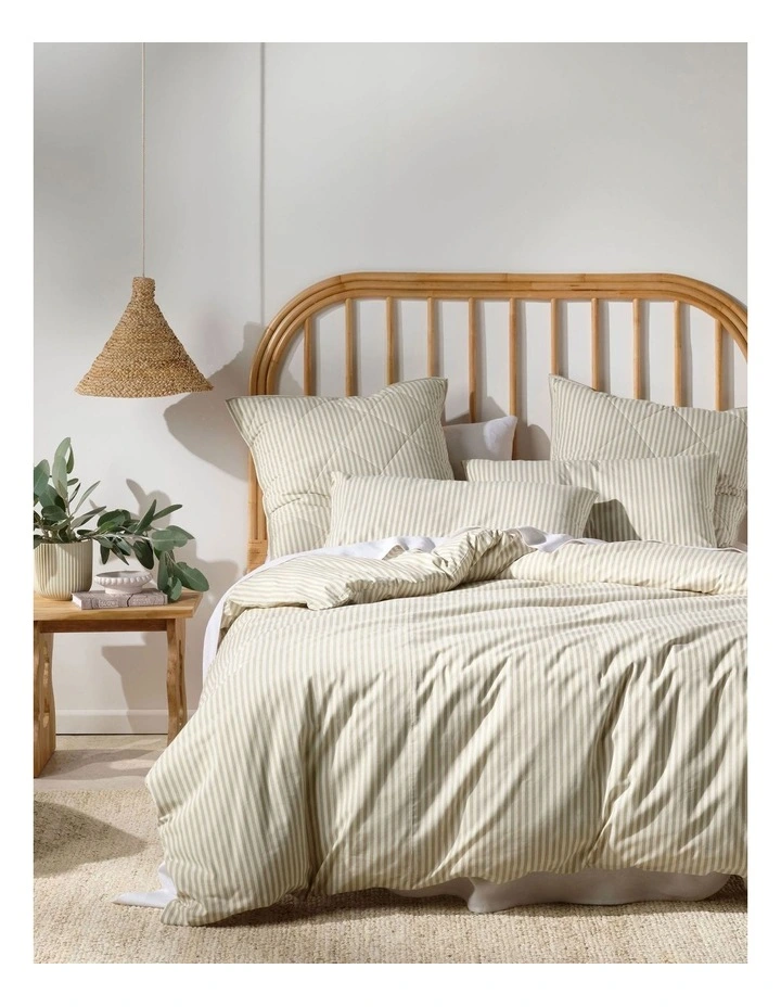 Classic Stripe Quilt Cover Set in Pebble