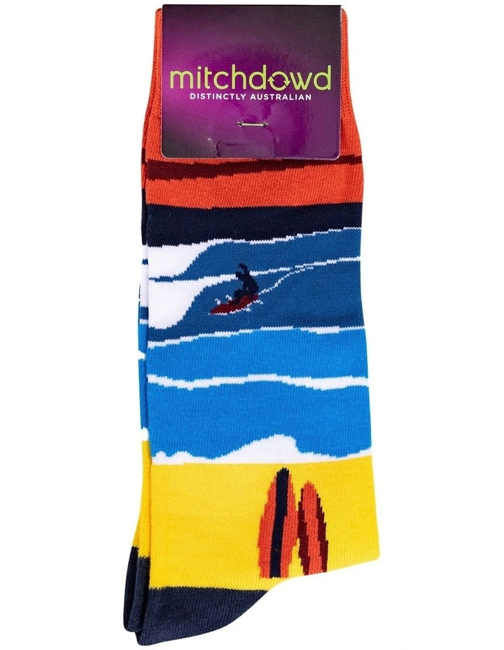 Sunset Surf Cotton Crew Sock in Multi