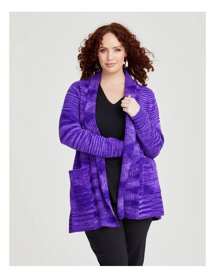 Melange Pocket Cardigan in Purple