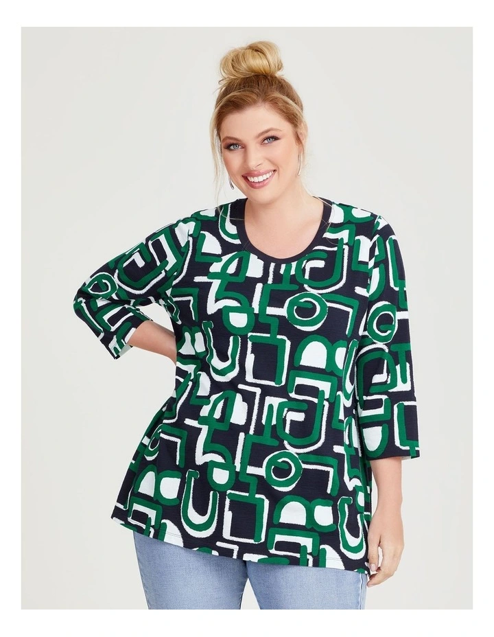 Cotton Textured Abstract Top in Print