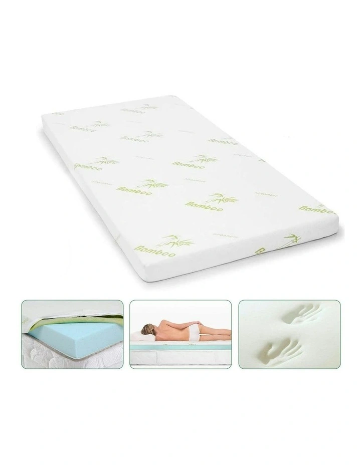 Memory Foam Mattress Topper with Bamboo in White