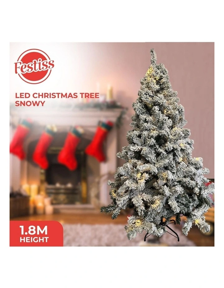 Christmas Tree with 250 LED Lights 1.8m in Snowy