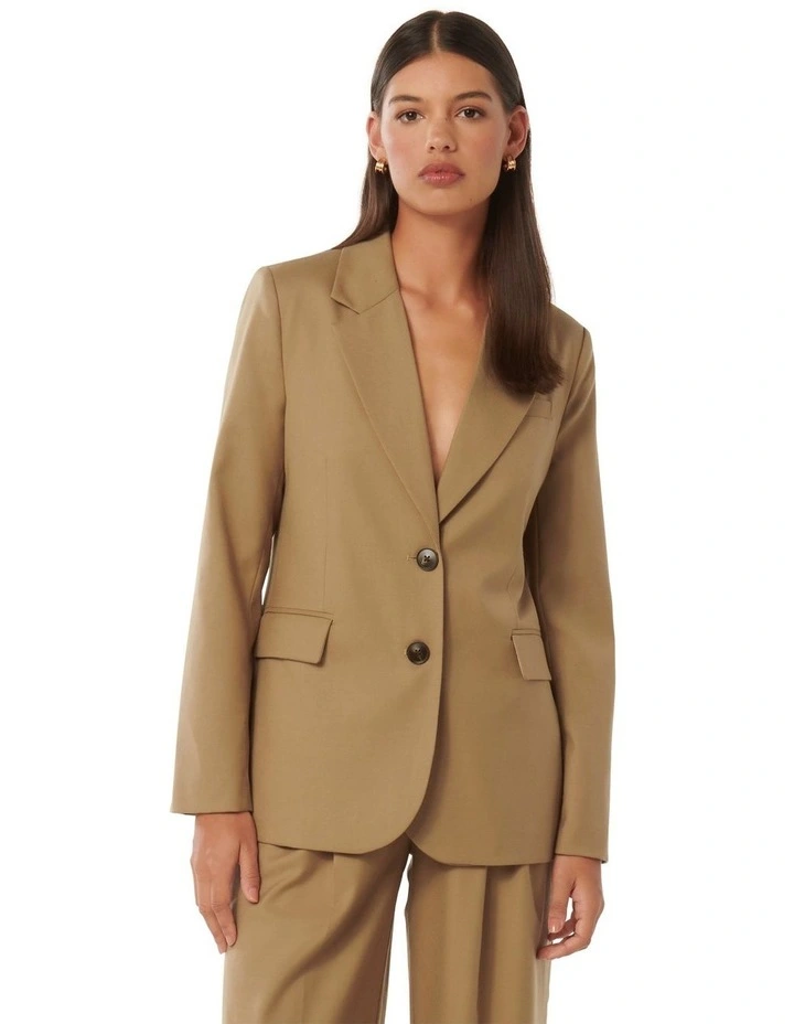 Harley Two Button Wool Blazer in Caramel