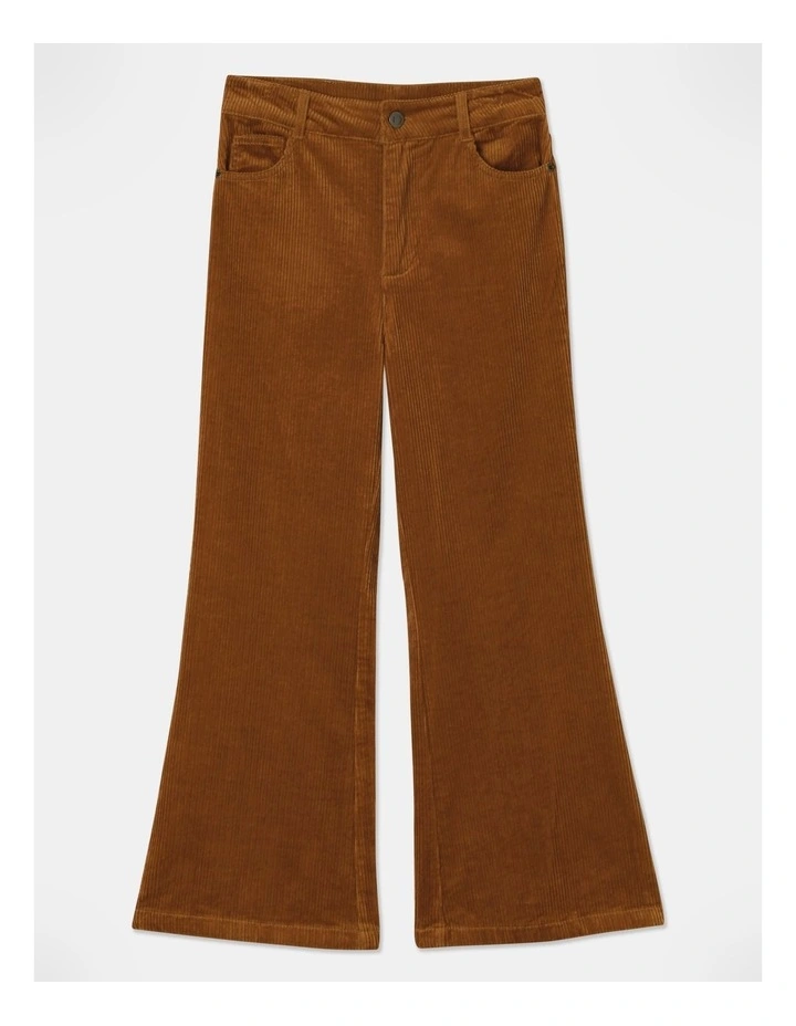 Cord Flared Pant in Tan