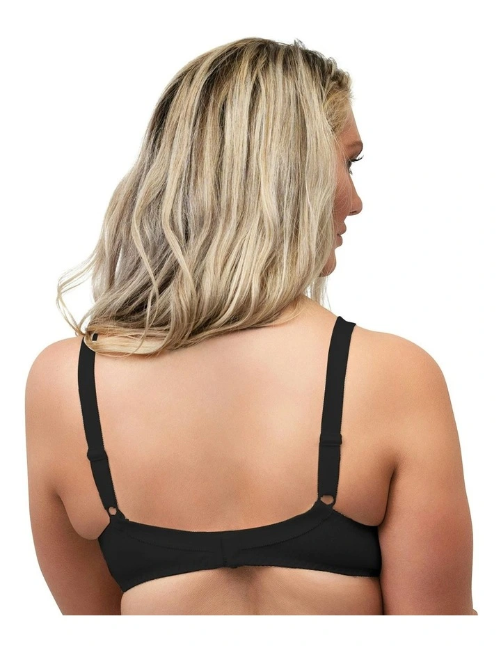 Side Smoothing Organic Cotton Wirefree Minimiser Bra in Black