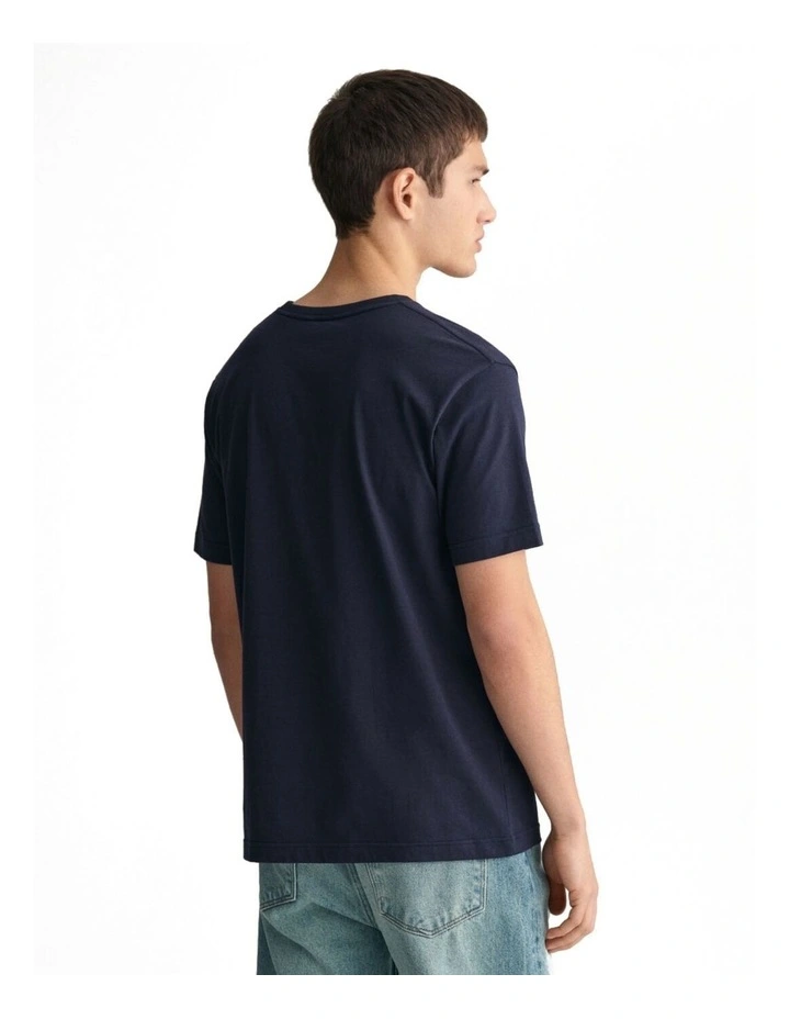 Embroidered Archive Shield T-Shirt in Evening Blue