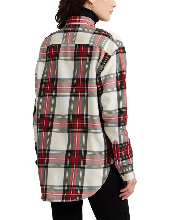 Bullion Checked Plaid Twill Shirt in Red