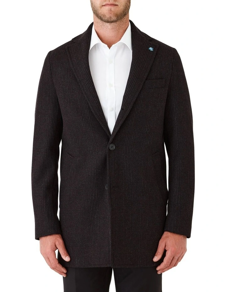 Mercury Slim Fit Overcoat in Burgundy