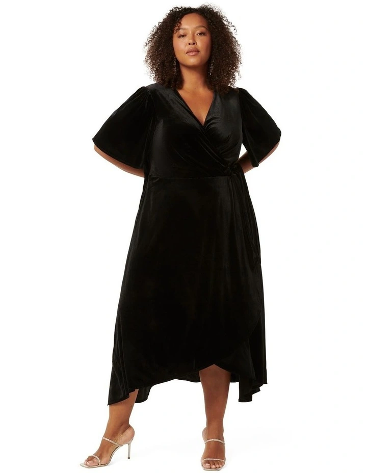 Violet Velvet Wrap Dress in Black