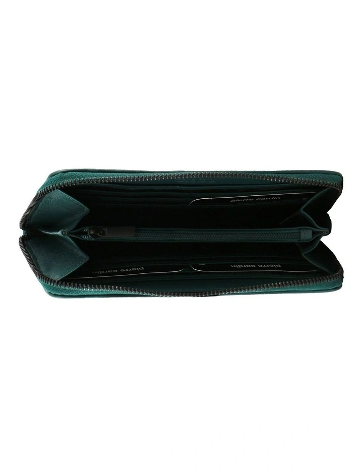 Italian Pleated Leather Zip Wallet in Zirkon