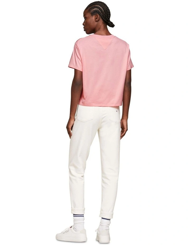 Logo Boxy Fit Jersey T-Shirt in Pink