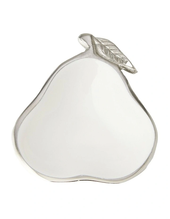 Aluminium Pear Trinket Bowl 15cm in White