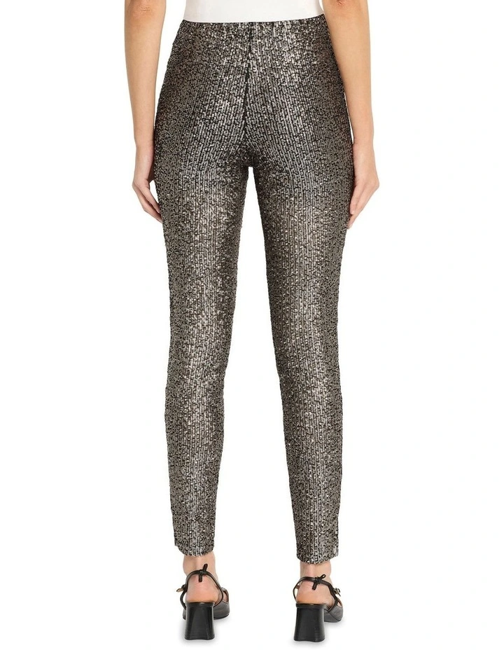 Lost In Space Sequin Legging in Tarnished Silver