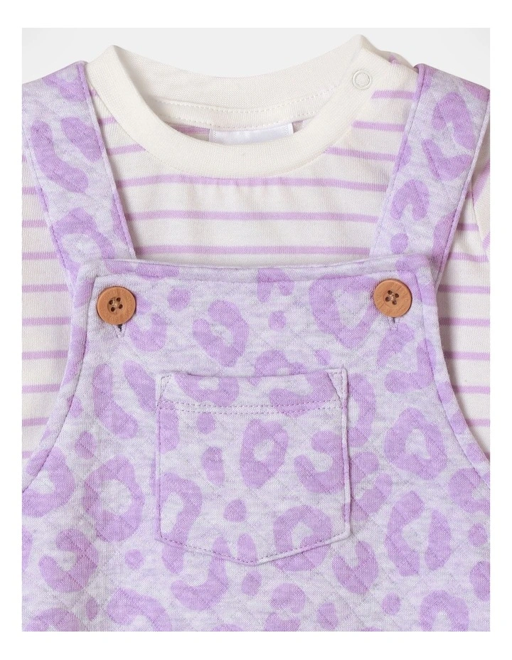 Quilted Overall And T-Shirt Set in Lavender