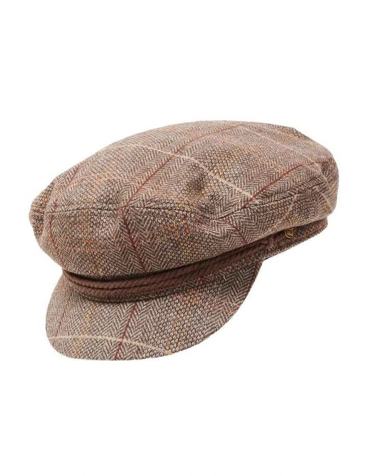 City Hatters Cord-Band Captain Cap in Brown