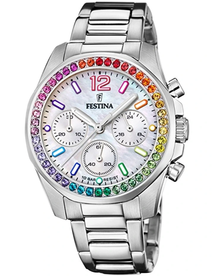 Chrono Stainless Steel Watch in Silver
