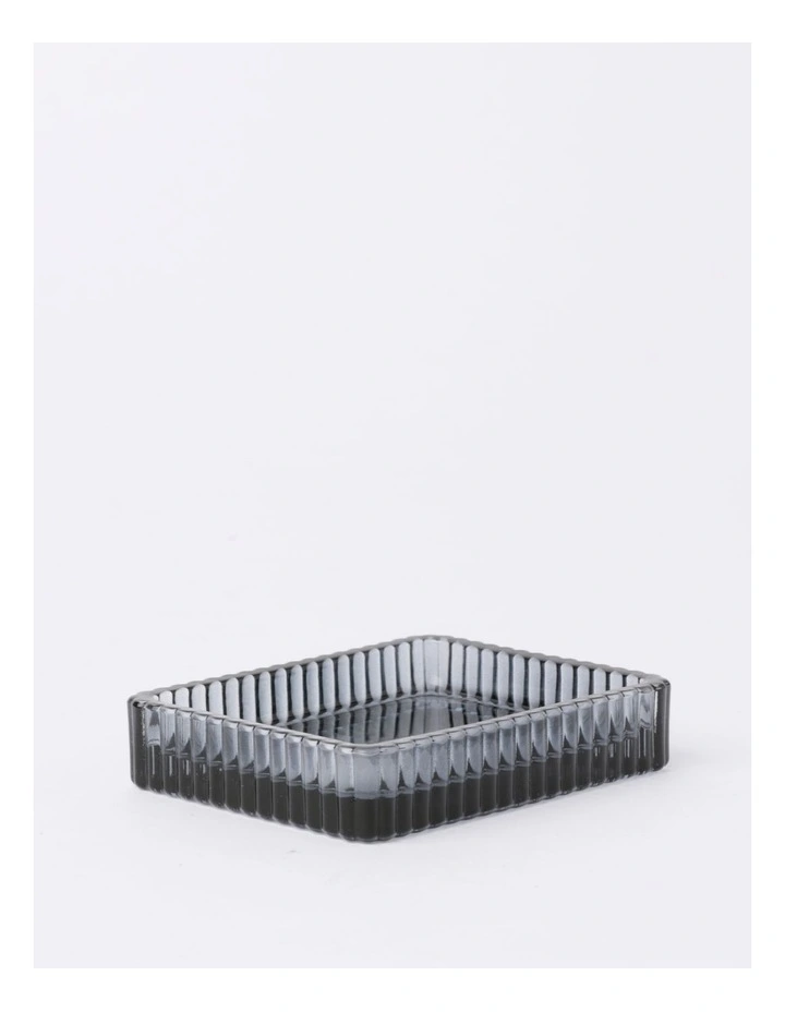 Ribbed Glass Tray in Blue