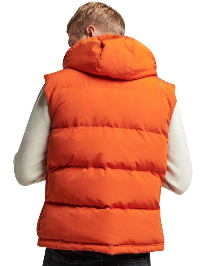 Everest Hooded Puffer Gilet in Pureed Pumpkin Orange