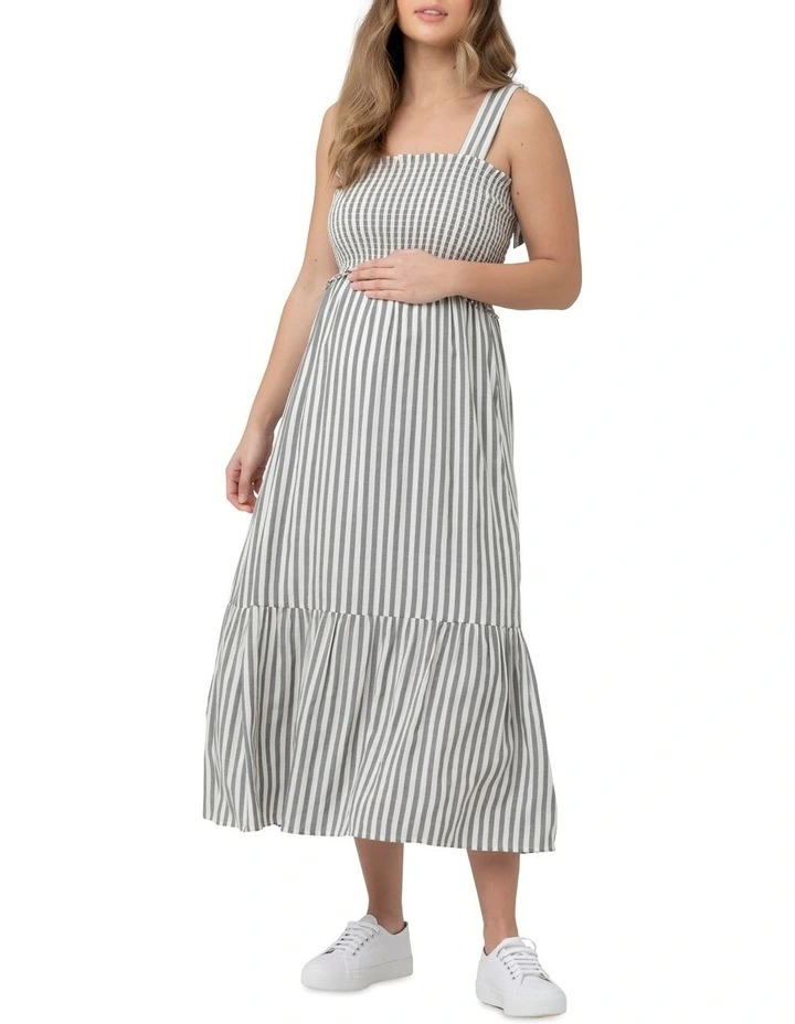 Ollie Smocked Dress in Black/White