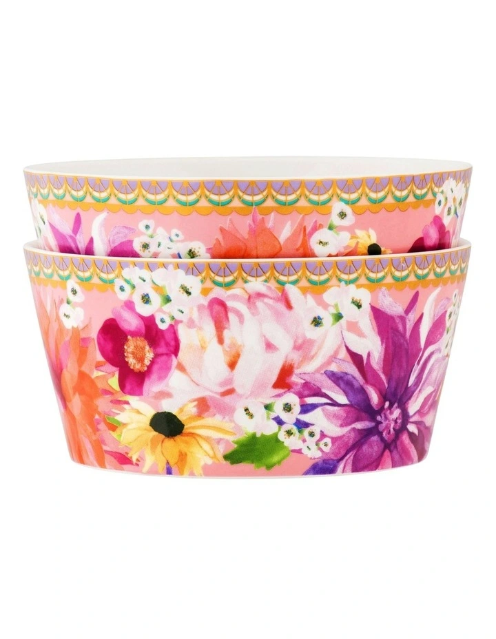 Teas & C's Dahlia Daze 12cm Bowl Set of 2 Gift Boxed in Multi