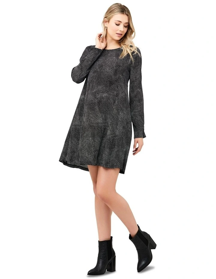 Pip Spot Woven Dress in Black/White
