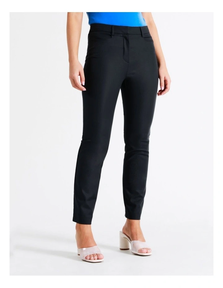 Maya Mid Rise Cropped Organic Cotton Sateen Pants in Navy