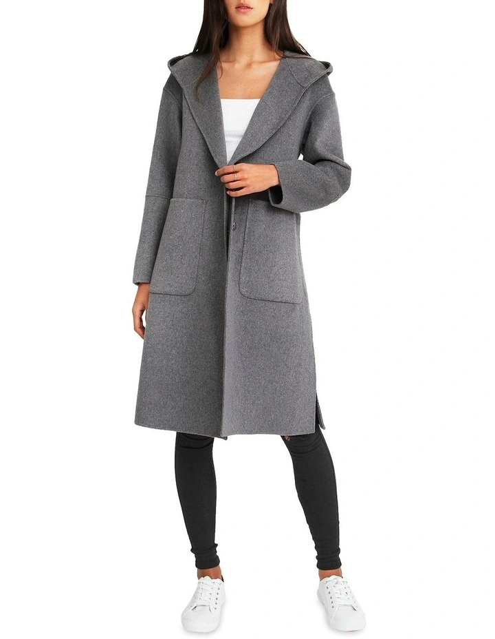 Walk This Way Wool Blend Oversized Coat Dark Grey