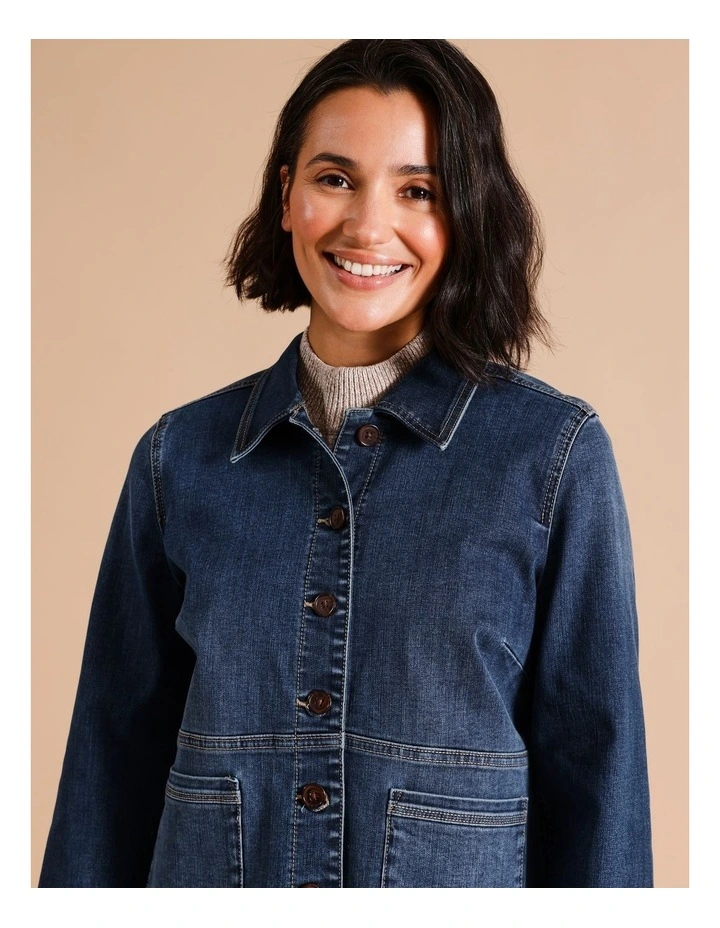Stretch Denim Jacket in Mid Wash