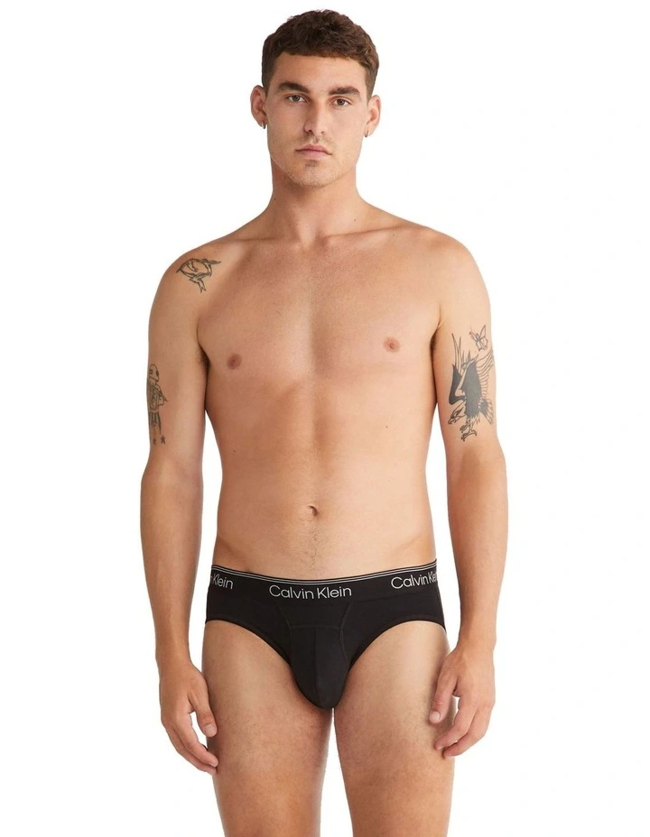 Active Pima Cotton Elastane Briefs 2 Pack in Black