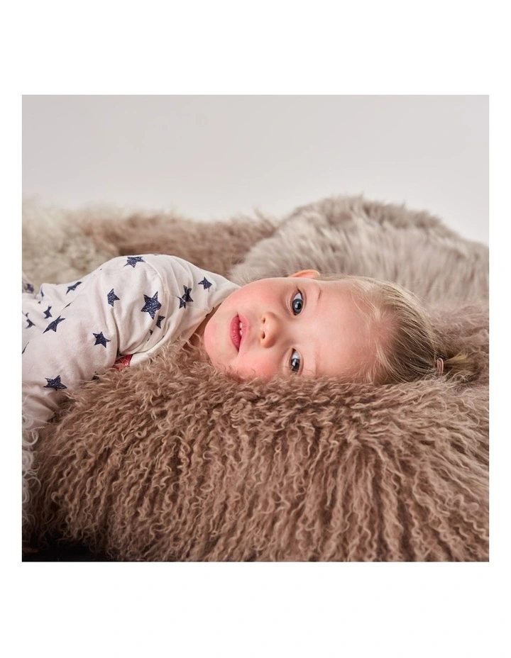 Long Wool Mongolian Sheepskin Rug in Mocha