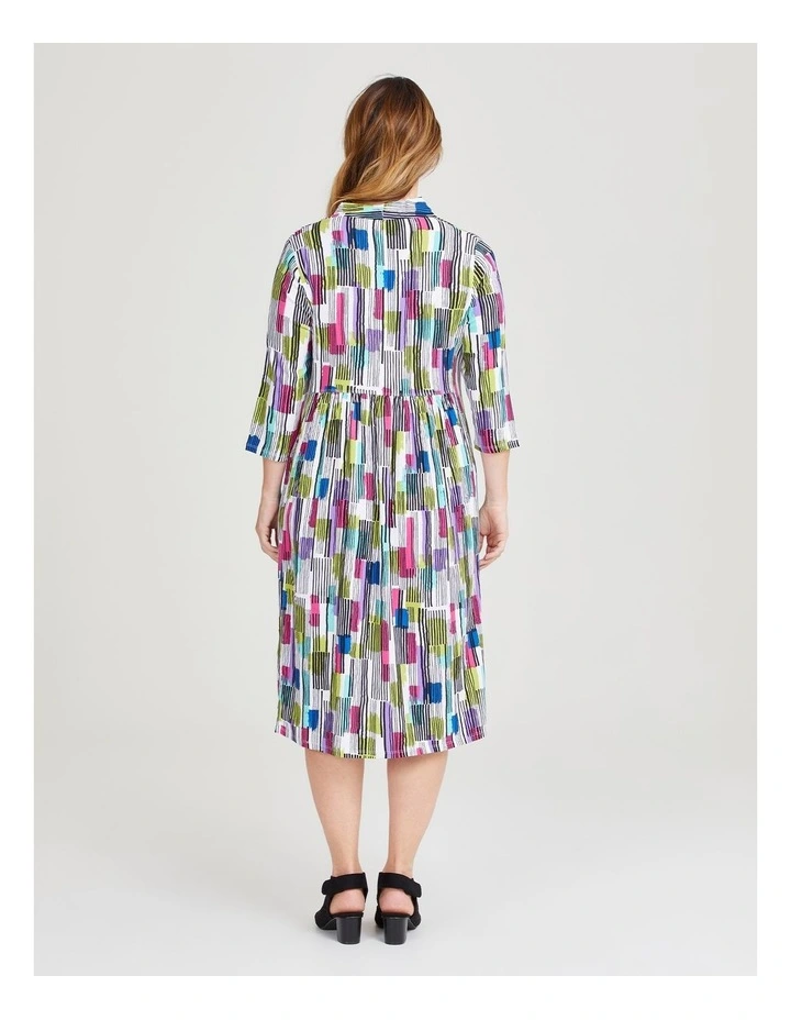 Natural V-neck Dress in Print