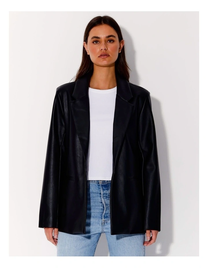 PU Blazer in Black