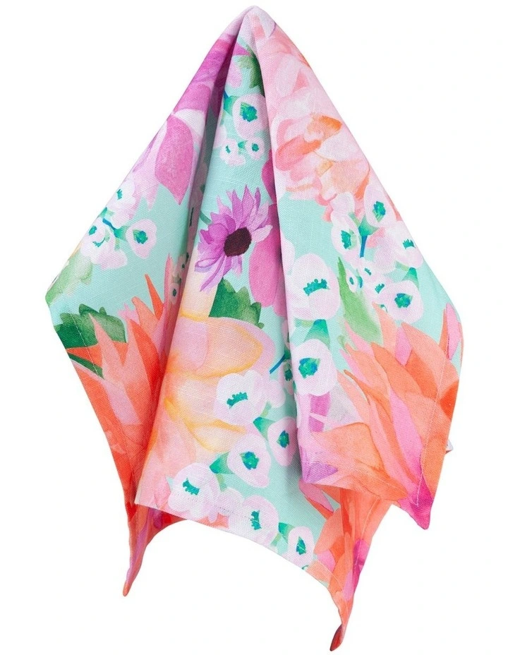 Teas & C's Dahlia Daze Cotton Napkin Set of 4 45x45cm in Multi