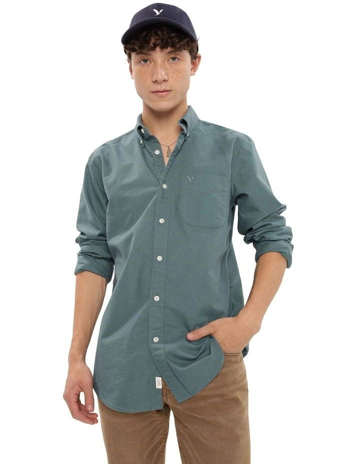 Slim Fit Oxford Button-Up Shirt in Fresh Teal