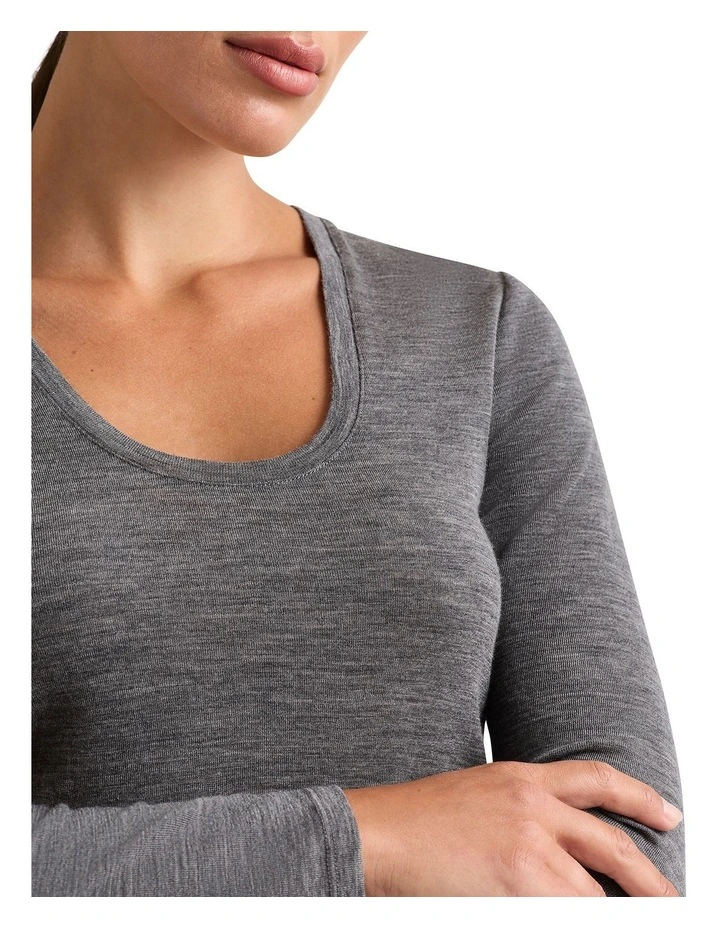 Marslie Long Sleeve Babywool Top in Charcoal