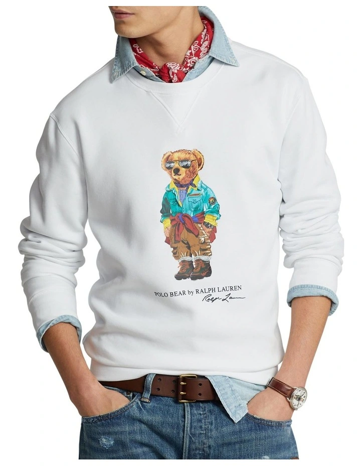 Polo Bear Fleece Sweatshirt in White