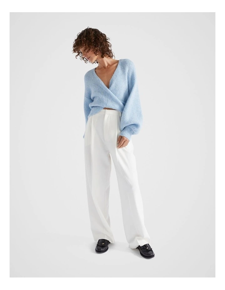 Wool Blend Drape Twist Knit in Capri Marle