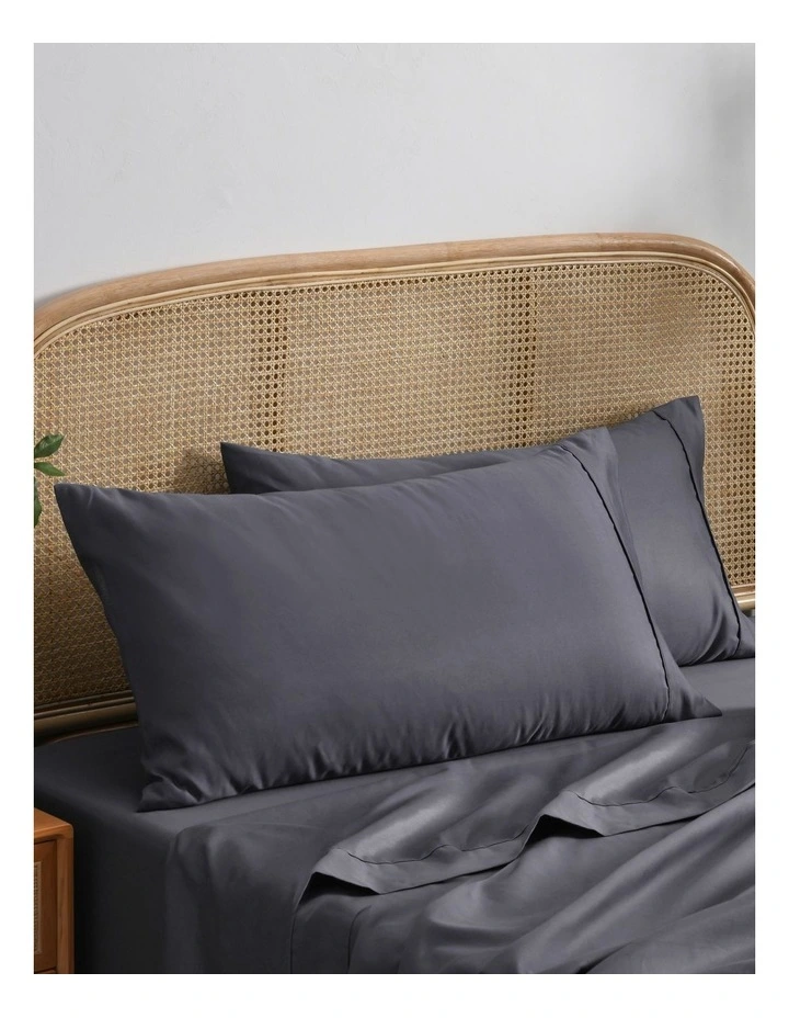 1500TC Cotton Rich Pillowcase Twin Pack in Charcoal