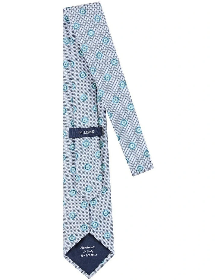 Masso Tie in Denim Mint White