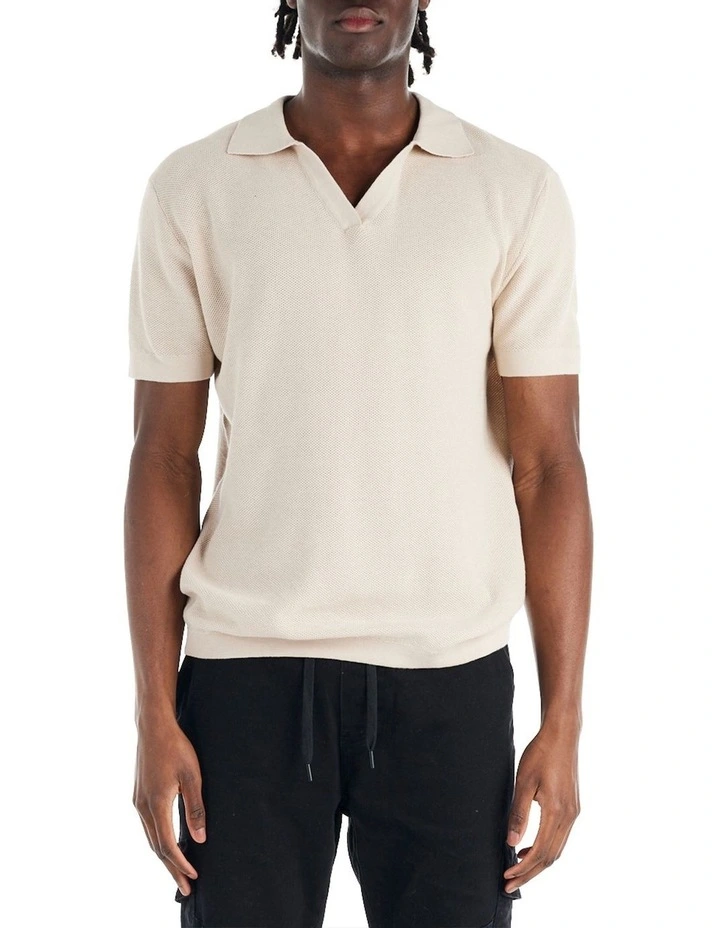 St. Tropez Short Sleeve Polo Shirt in Bone