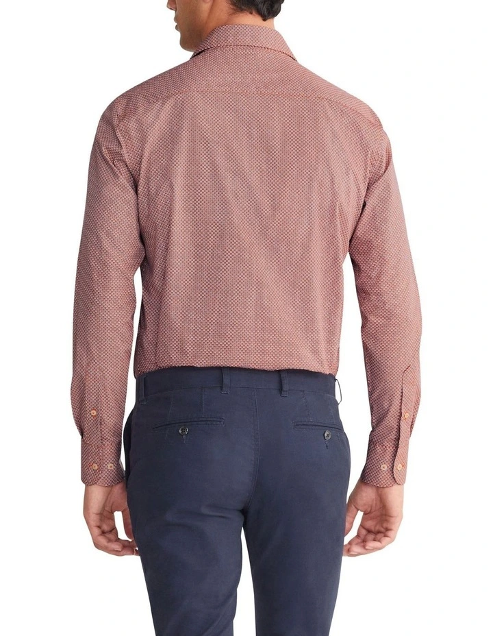Slim Circle Print Long Sleeves Shirt in Red