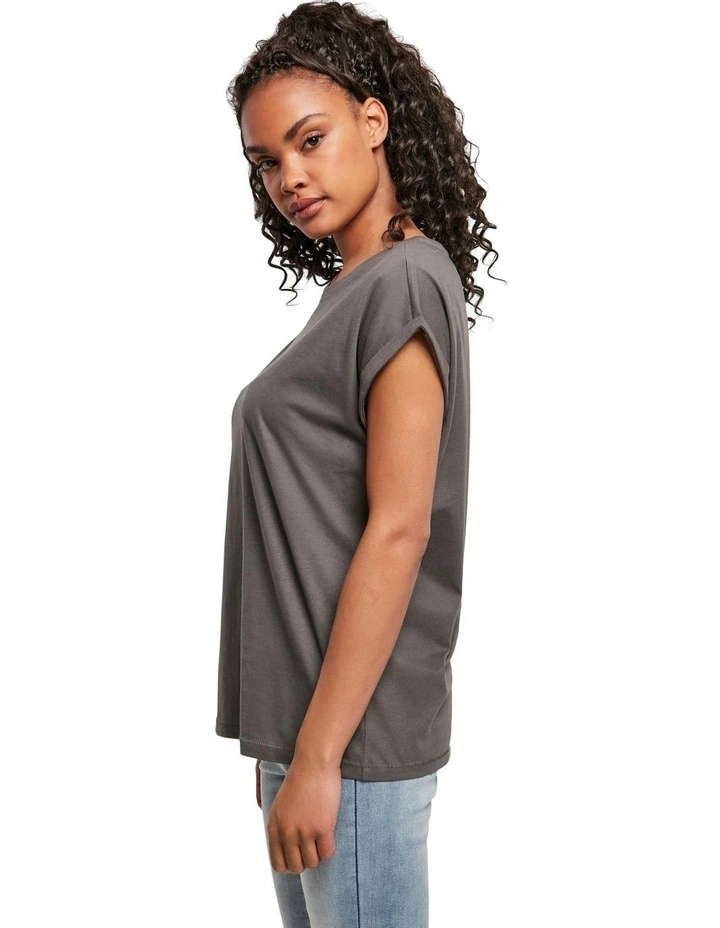 Extended Shoulder Tee in Dark Shadow
