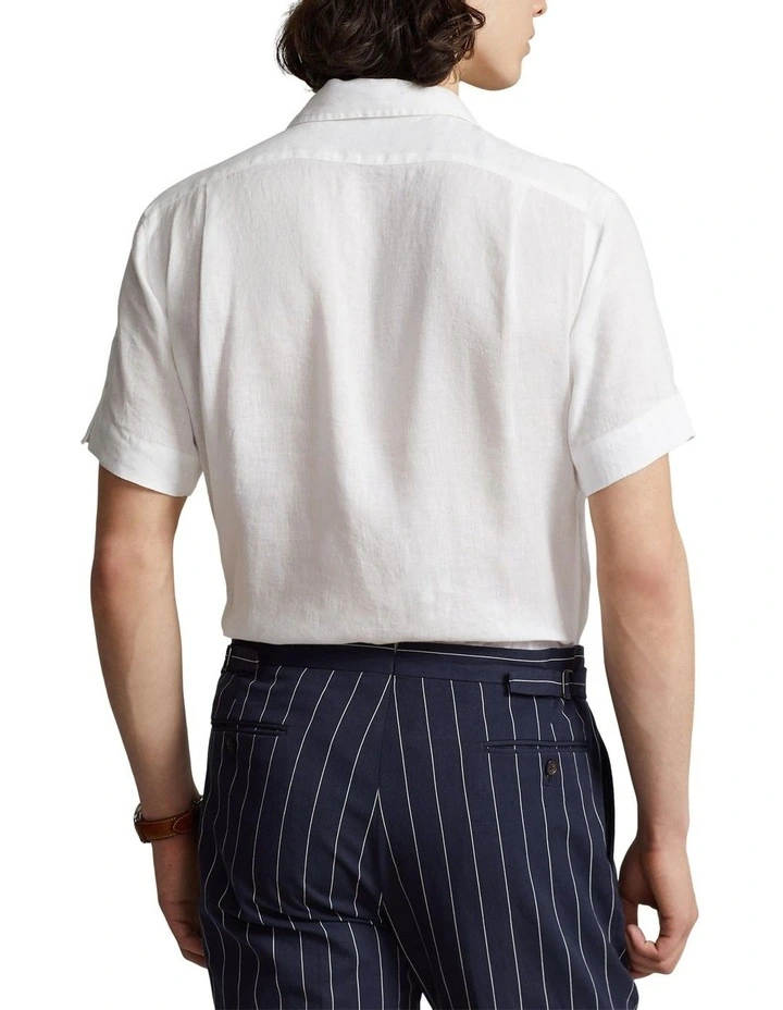 Classic Fit Linen Camp Shirt in White