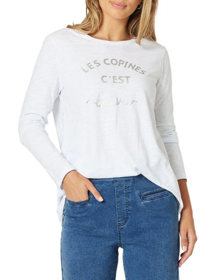 Les Copines Long Sleeve T-shirt in White