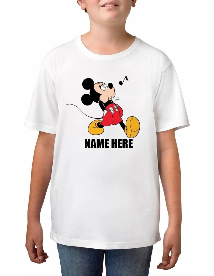 Mickey Mouse Jazz Hands Personalised Cotton T-Shirt in White